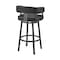 Armen Living Lorin 30" Bar Height Swivel Bar Stool in Black Finish and Black Faux Leather LCLRBABLBL30 - alternate 3